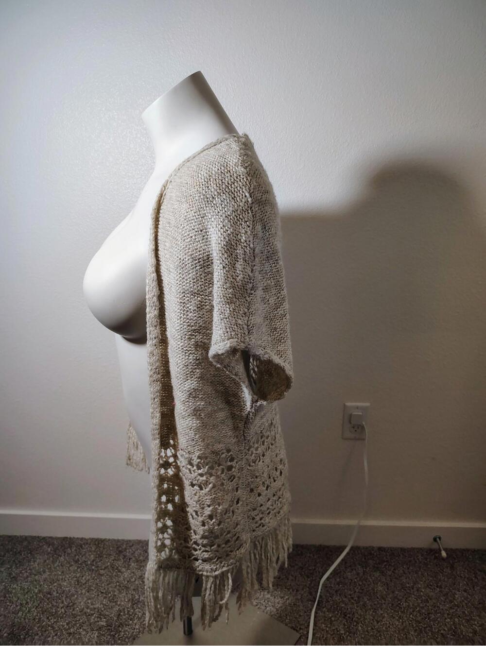 Hollister Womens Bohemian Boho short sleeve cardigan vest ivory beige Sz S/M - Picture 4 of 8